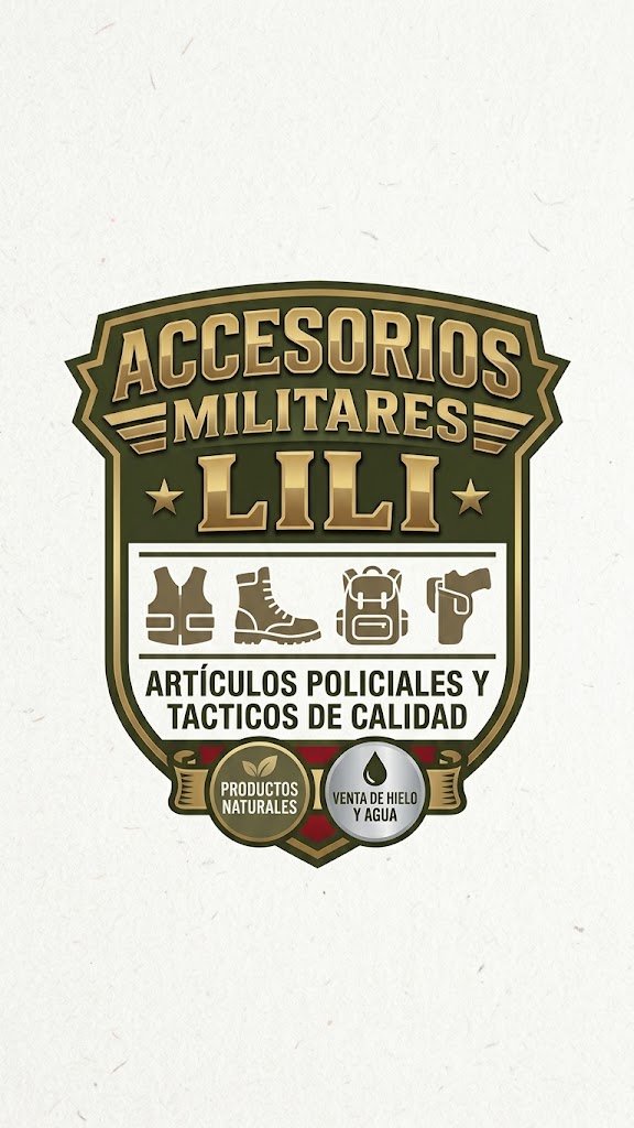 Logo de Accesorios Militares Lili: artículos policiales y tácticos de calidad, productos naturales, venta de hielo y agua
